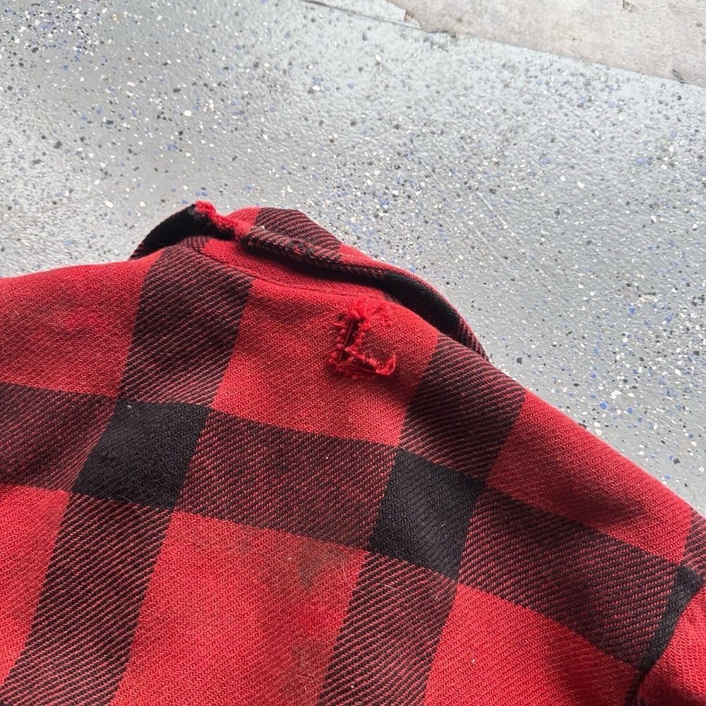 1960s Wool Plaid Red Black Jacket Large Talon Double Zipper Vintage - Picture 7 of 8